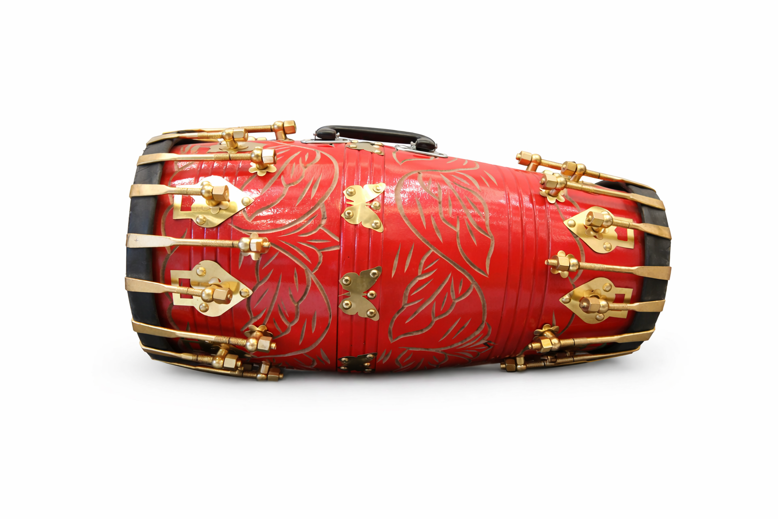 Premium Wooden Dholak Nut Red 2 Premium Wooden Dholak Nut Red - Image 2